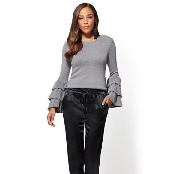 NWT Metallic Ruffled-Sleeve Sweater - Picture 2 of 4